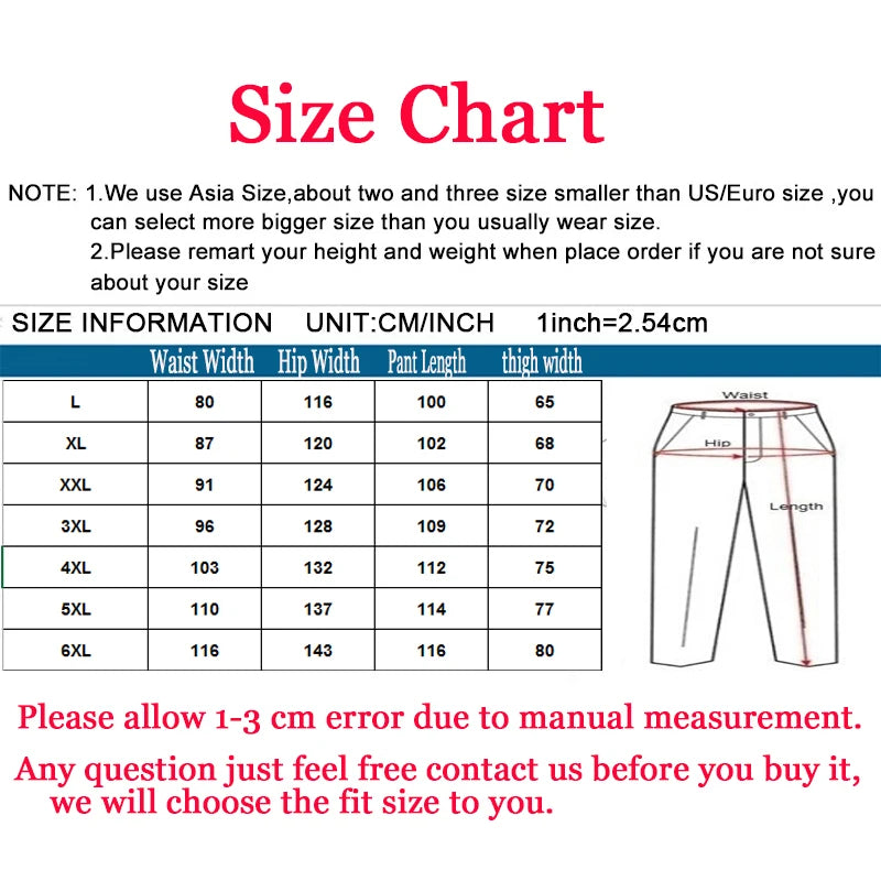 2024 Fashion Men Pants Casual Cotton Long Pants Straight  ( Size 5XL 6XL ) Trousers Men