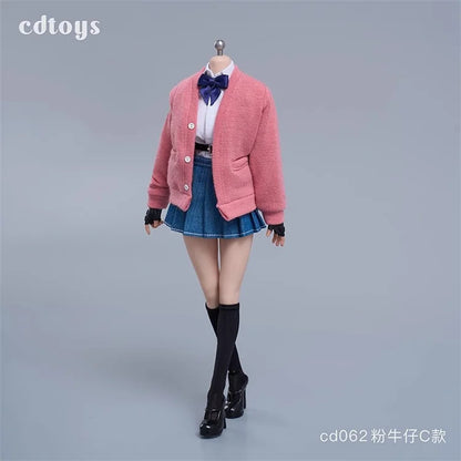 Cdtoys Cd062 1/6 Scale Female Soldiers Students Cardigans Jk Skirts Shoes Collar And Knot Sets For 12 Inch Action Figure Body