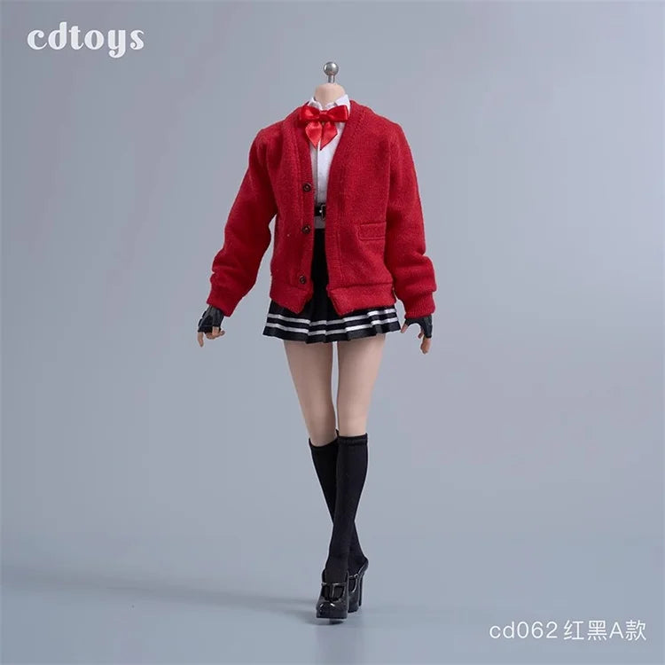 Cdtoys Cd062 1/6 Scale Female Soldiers Students Cardigans Jk Skirts Shoes Collar And Knot Sets For 12 Inch Action Figure Body