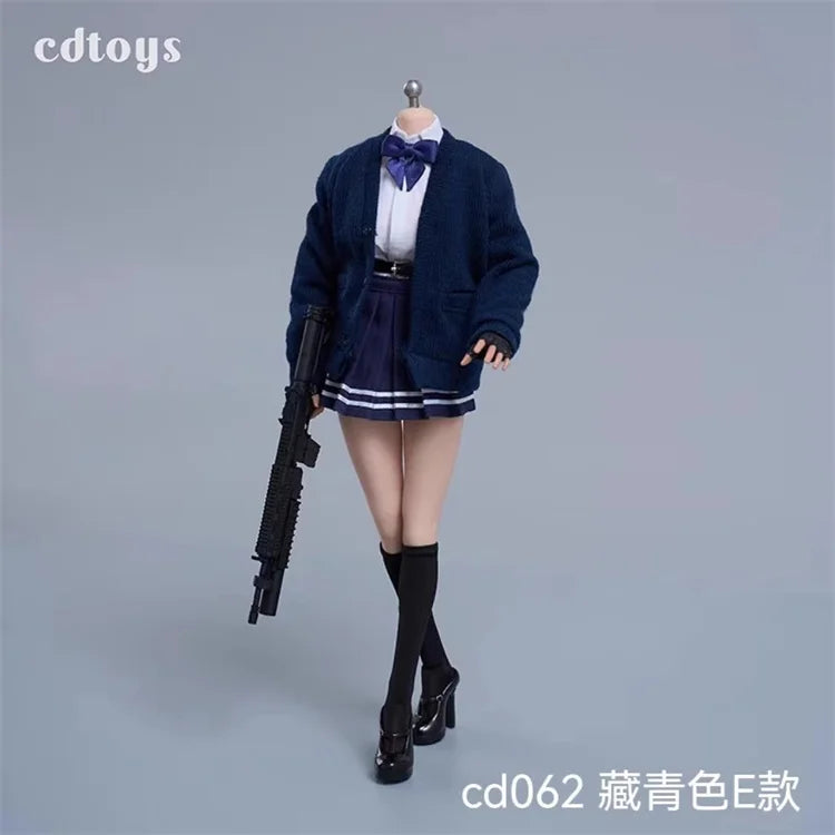 Cdtoys Cd062 1/6 Scale Female Soldiers Students Cardigans Jk Skirts Shoes Collar And Knot Sets For 12 Inch Action Figure Body