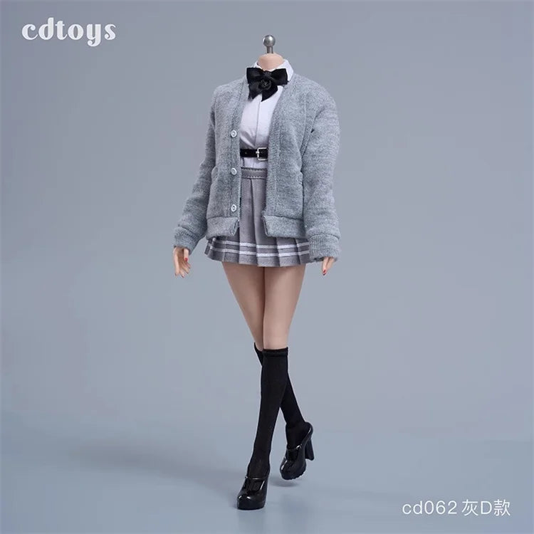 Cdtoys Cd062 1/6 Scale Female Soldiers Students Cardigans Jk Skirts Shoes Collar And Knot Sets For 12 Inch Action Figure Body