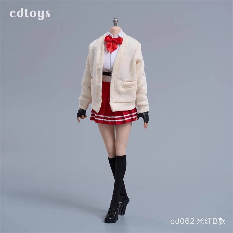 Cdtoys Cd062 1/6 Scale Female Soldiers Students Cardigans Jk Skirts Shoes Collar And Knot Sets For 12 Inch Action Figure Body