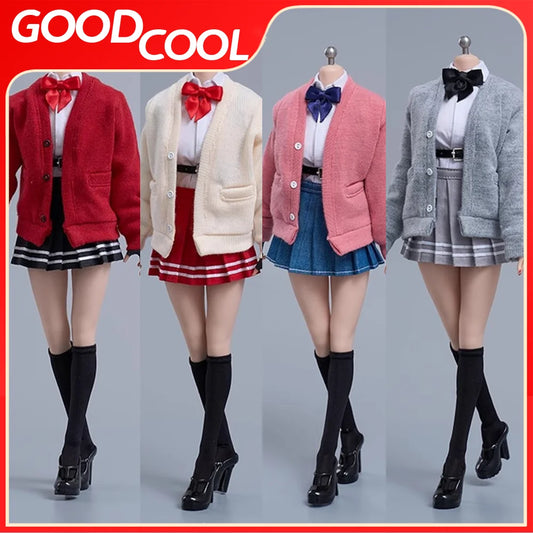 Cdtoys Cd062 1/6 Scale Female Soldiers Students Cardigans Jk Skirts Shoes Collar And Knot Sets For 12 Inch Action Figure Body