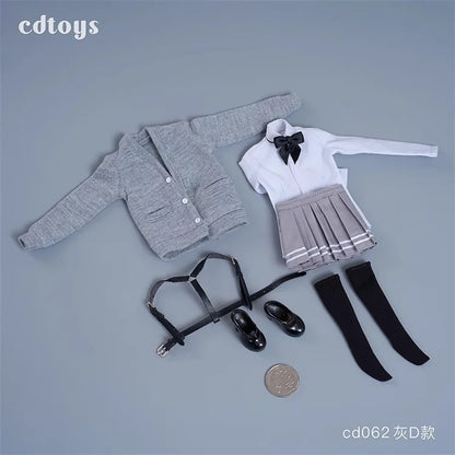 Cdtoys Cd062 1/6 Scale Female Soldiers Students Cardigans Jk Skirts Shoes Collar And Knot Sets For 12 Inch Action Figure Body