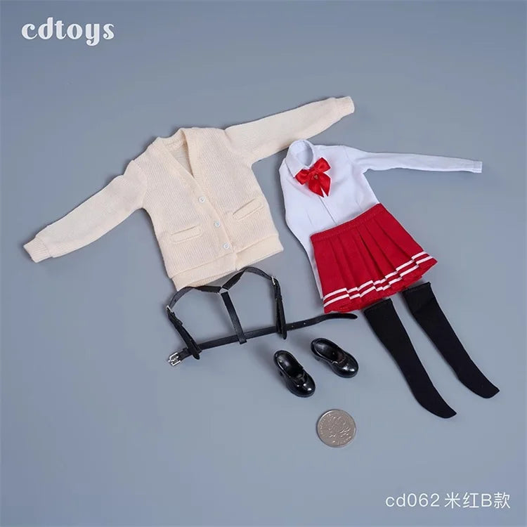 Cdtoys Cd062 1/6 Scale Female Soldiers Students Cardigans Jk Skirts Shoes Collar And Knot Sets For 12 Inch Action Figure Body