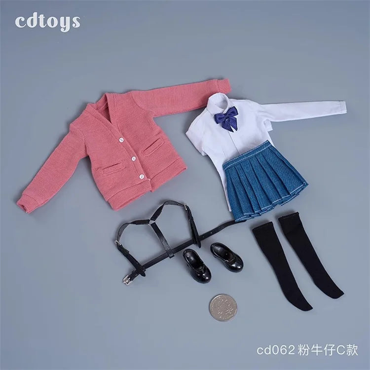 Cdtoys Cd062 1/6 Scale Female Soldiers Students Cardigans Jk Skirts Shoes Collar And Knot Sets For 12 Inch Action Figure Body