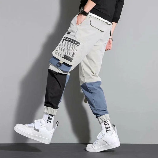 Male Trousers Harem Hip Hop Multi Pocket Summer Multipockets Splicing Men's Cargo Pants Spandex Vintage Clothing Nylon Long Emo